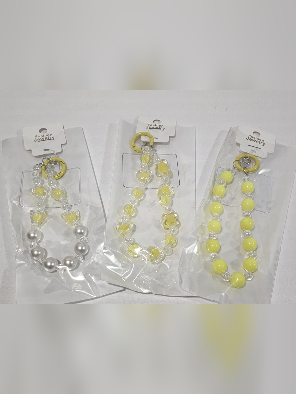 Set of 3 Yellow Cell Phone Lanyard Wrist Strap New